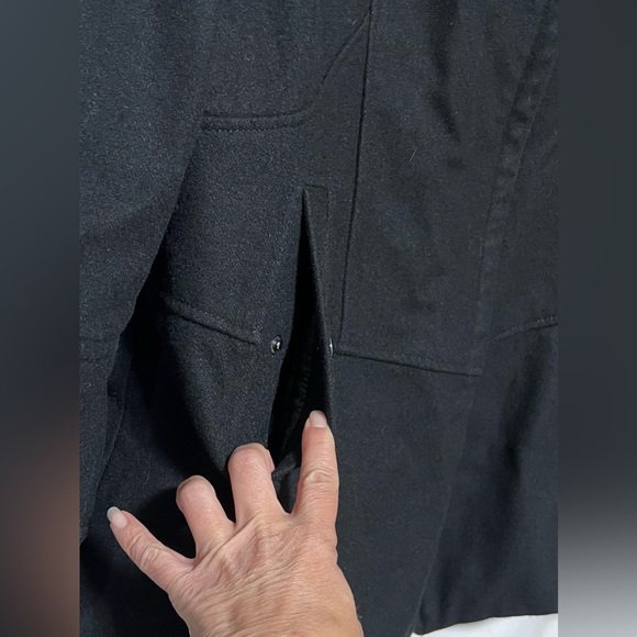 Steve Madden Long Black Wool Blend Coat | Jacket | Asymmetrical Zip Winter Fall - Picture 6 of 16